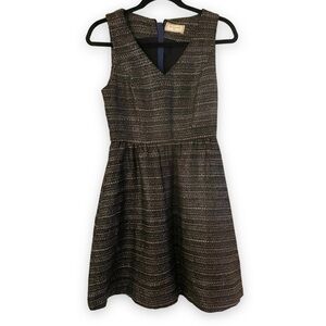 MOULINETTE SOEURS Anthropologie Black Metallic Fit & Flare Dress Small